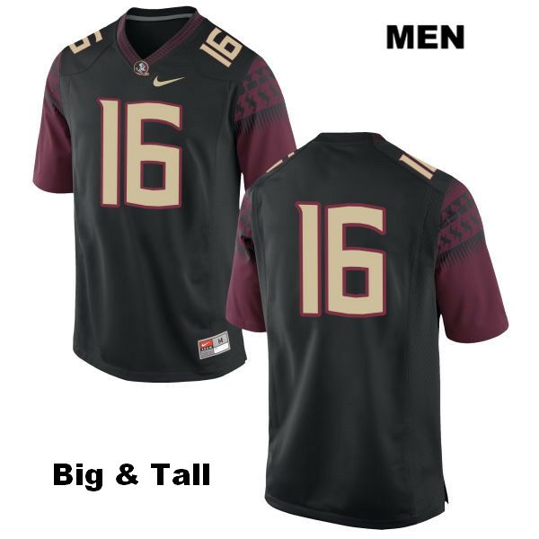 Men's NCAA Nike Florida State Seminoles #16 Cory Durden College Big & Tall No Name Black Stitched Authentic Football Jersey HNK8069DI